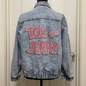 Divided by H&M Tom and Jerry Warner Bros Jean Jacket Acid Wash Denim Cartoon XS